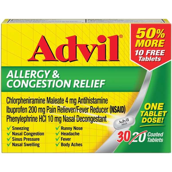 Advil Allergy &  Congestion Relief Antihistamine 200mg ...