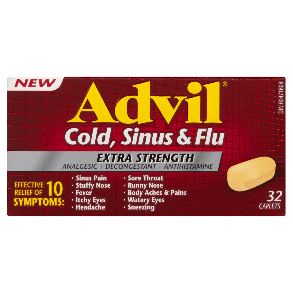 Advil Cold, Sinus &  Flu Analgesic + Decongestant + Antihistamine Extra ...