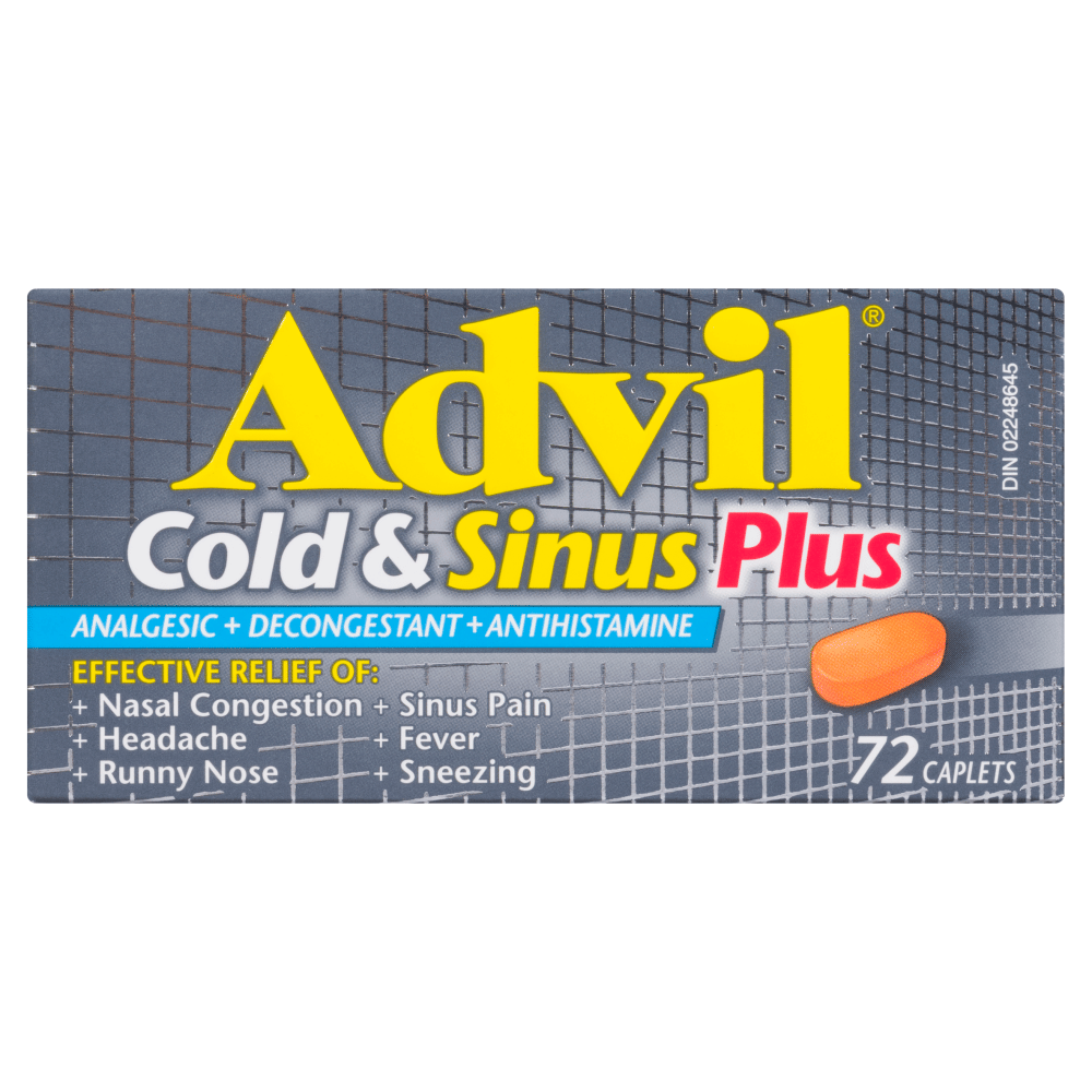Advil Cold &  Sinus Plus Analgesic + Decongestant + Antihistamine 72 ...