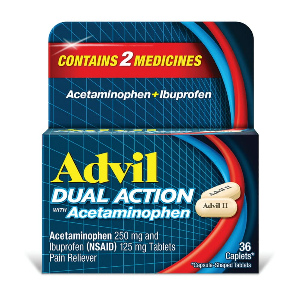 Advil Dual Action Pain Relief Acetaminophen and Ibuprofen Coated ...