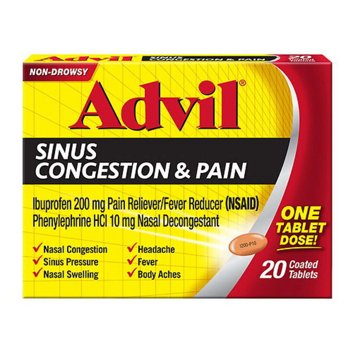 Advil Sinus Congestion and Pain Coated Tablets, Non