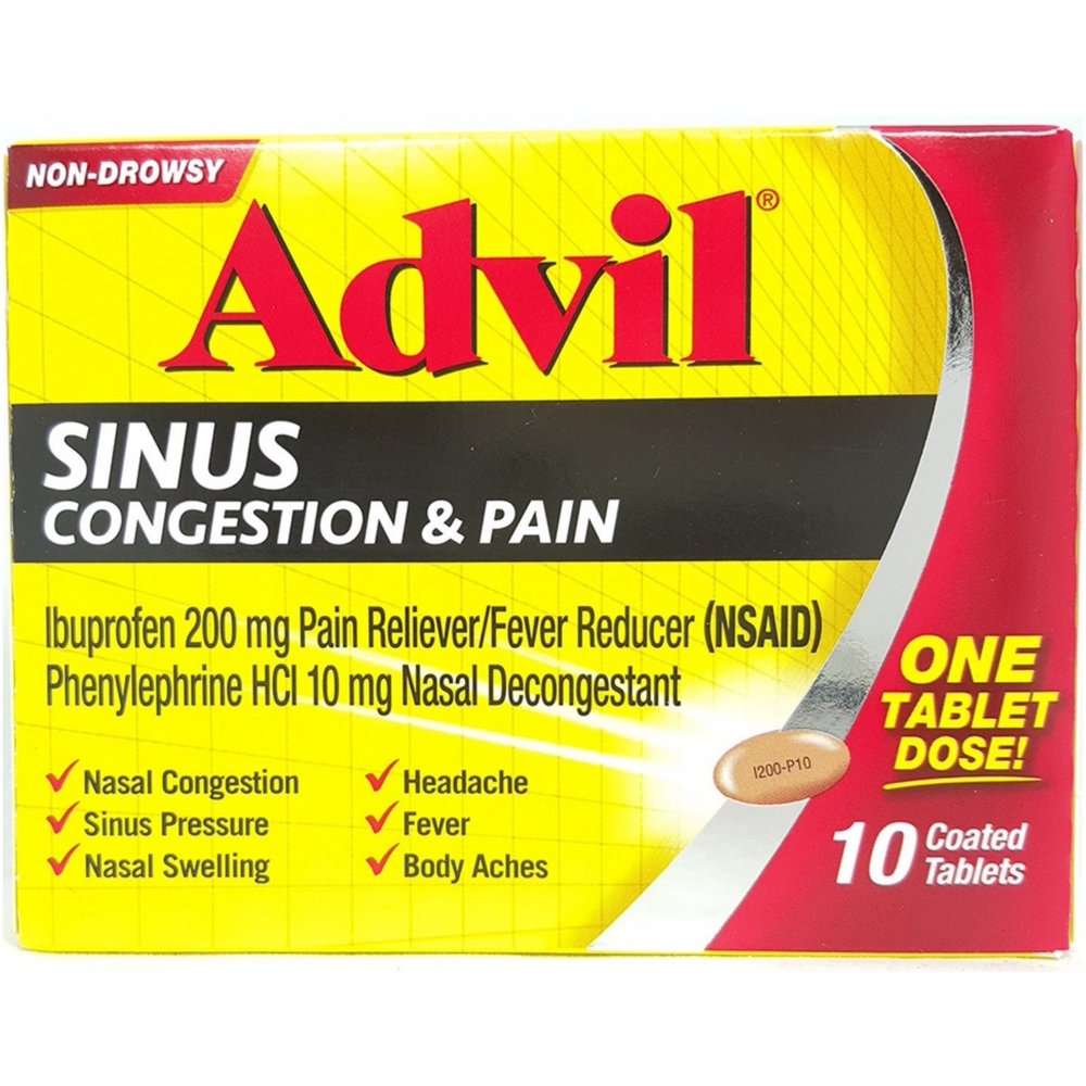 Advil Sinus Congestion &  Pain 10 ea (Pack of 4)