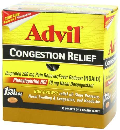 Advil Sinus Congestion &  Pain Relief (50 Count Packets), Non