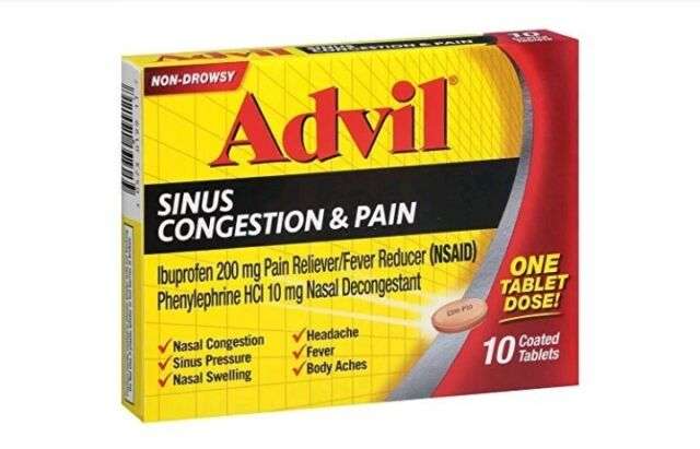 Advil Sinus Congestion &  Pain Reliever Coated Tablets, 10 Ct