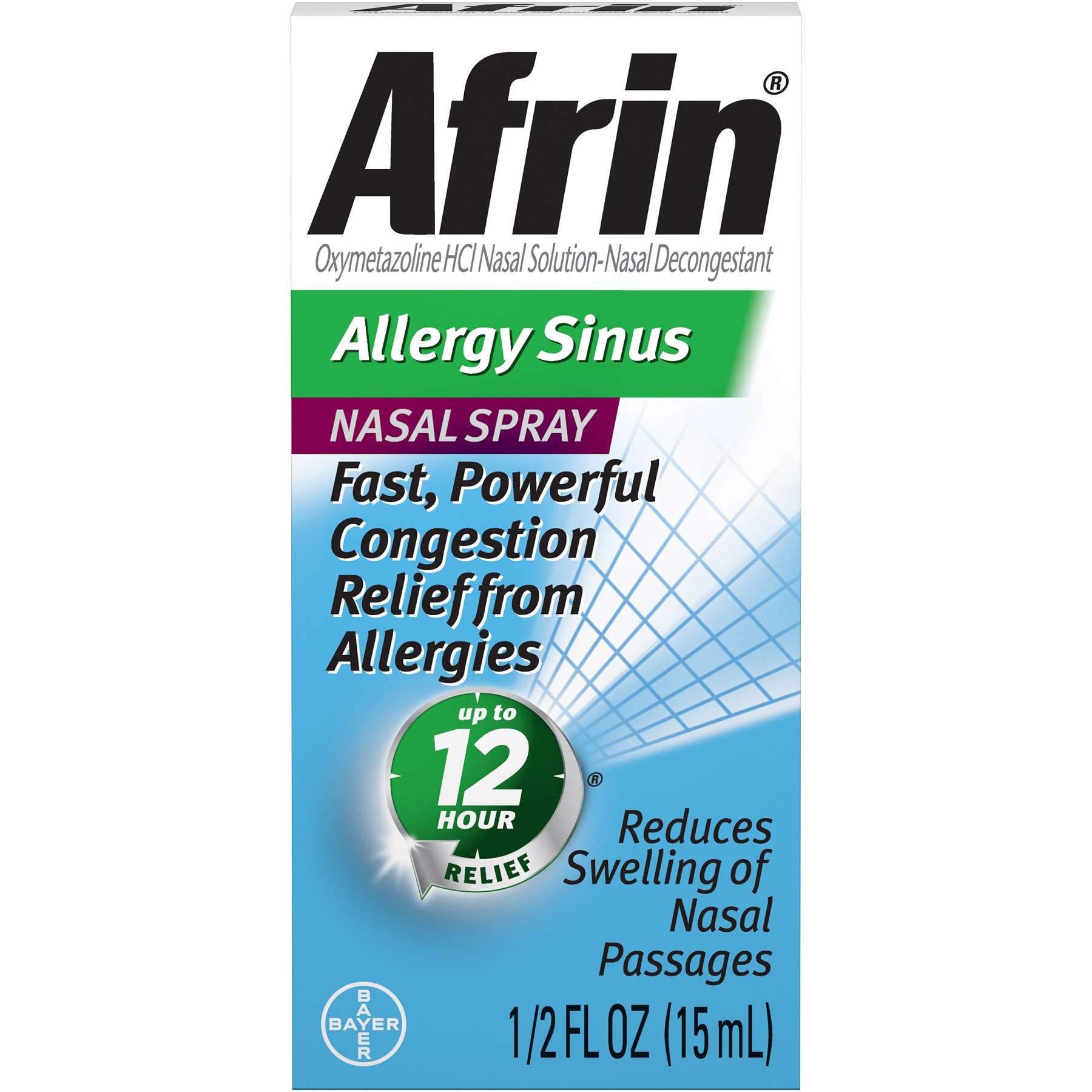 Afrin Allergy Sinus Nasal Spray, 12 Hour Fast &  Powerful Congestion ...