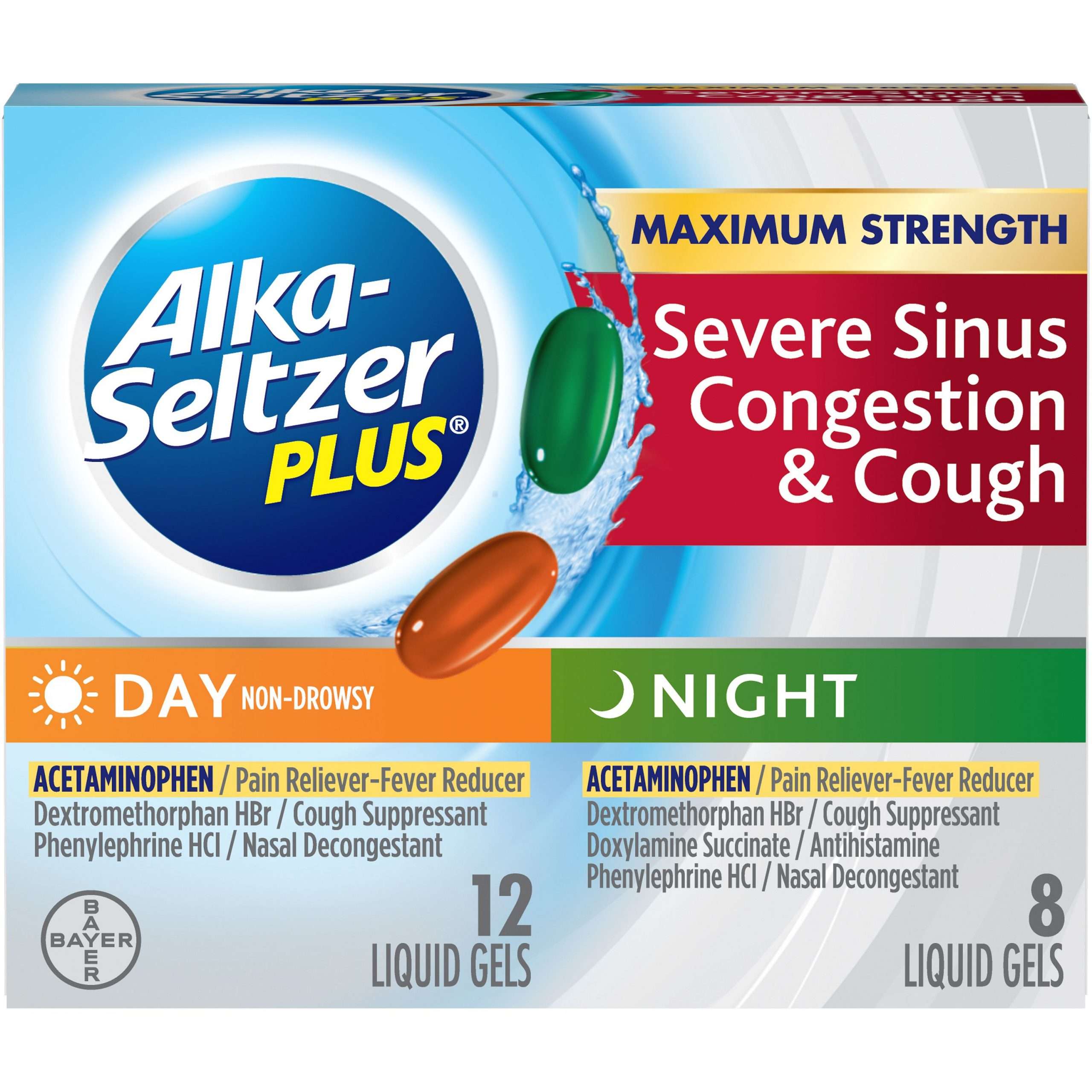 Alka Seltzer Plus, Day &  Night Severe Sinus Congestion &  Cough Maximum ...