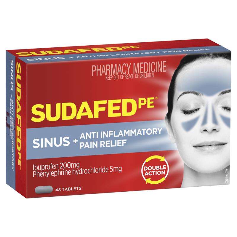 Buy Sudafed Pe Sinus + Anti Inflammatory Pain Relief 48 Tablets Online ...