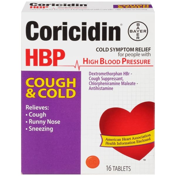 Coricidin For People with High Blood Pressure Tablets Cough &  Cold ...