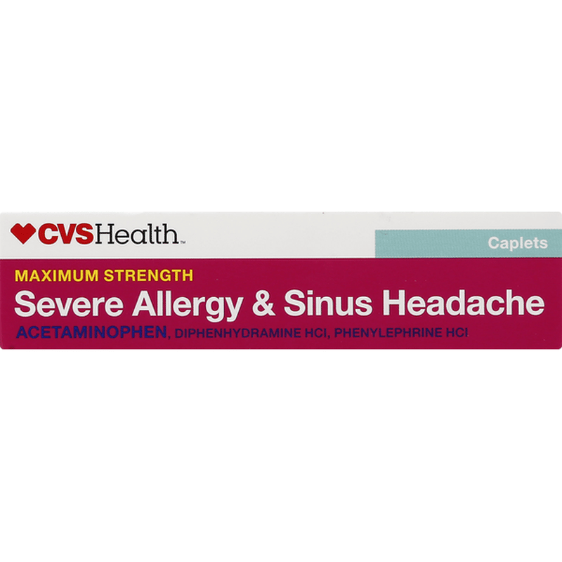 CVS Health Severe Allergy &  Sinus Headache, Maximum Strength, Caplets ...