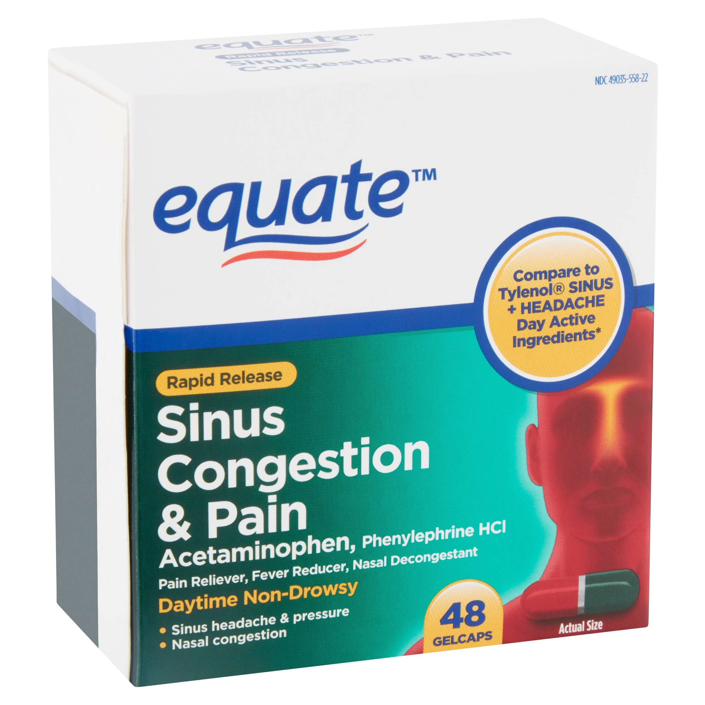 Equate Rapid Release Sinus Congestion &  Pain Relief Gel ...