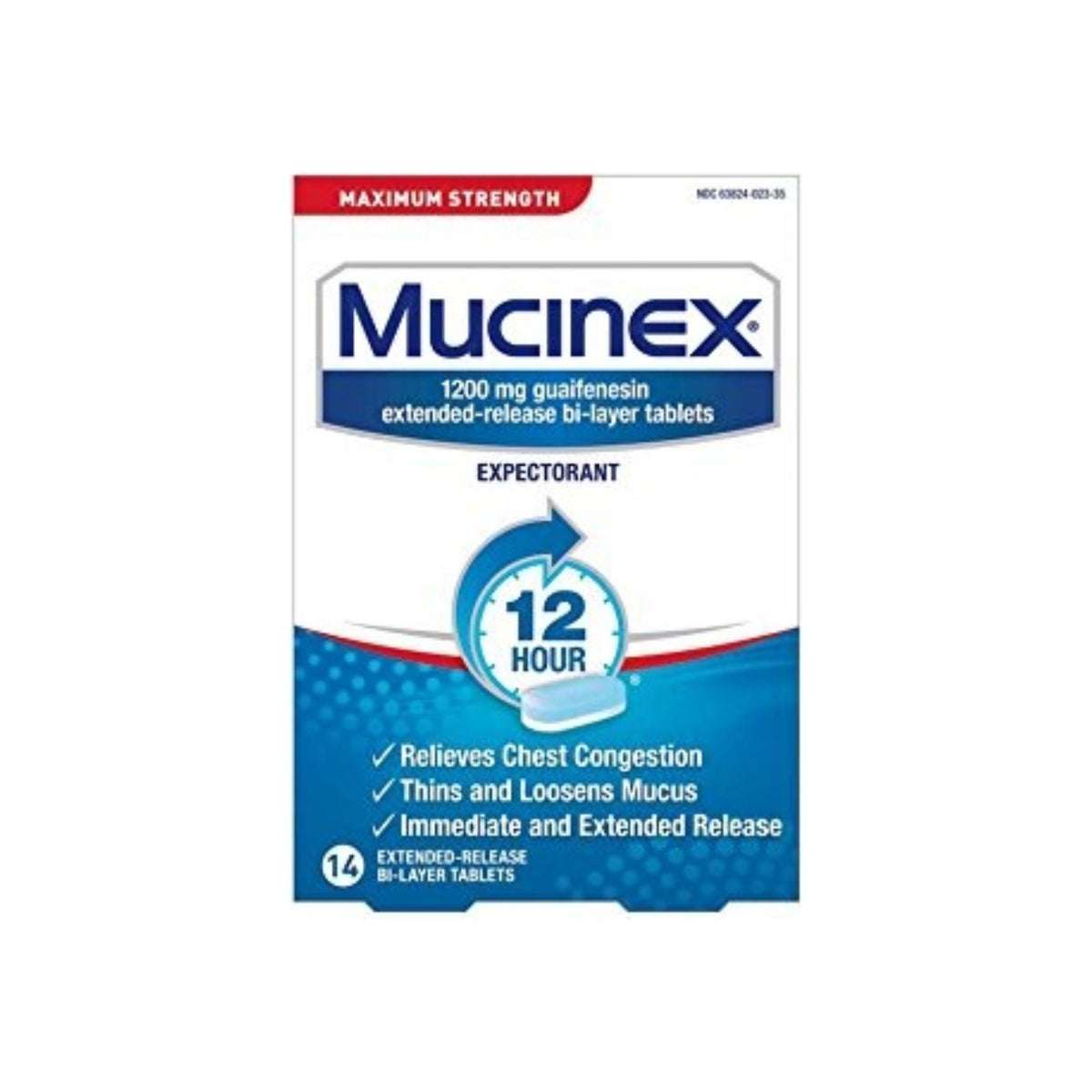 Mucinex 12 Hr Max Strength Chest Congestion Expectorant Tablets, 14ct ...