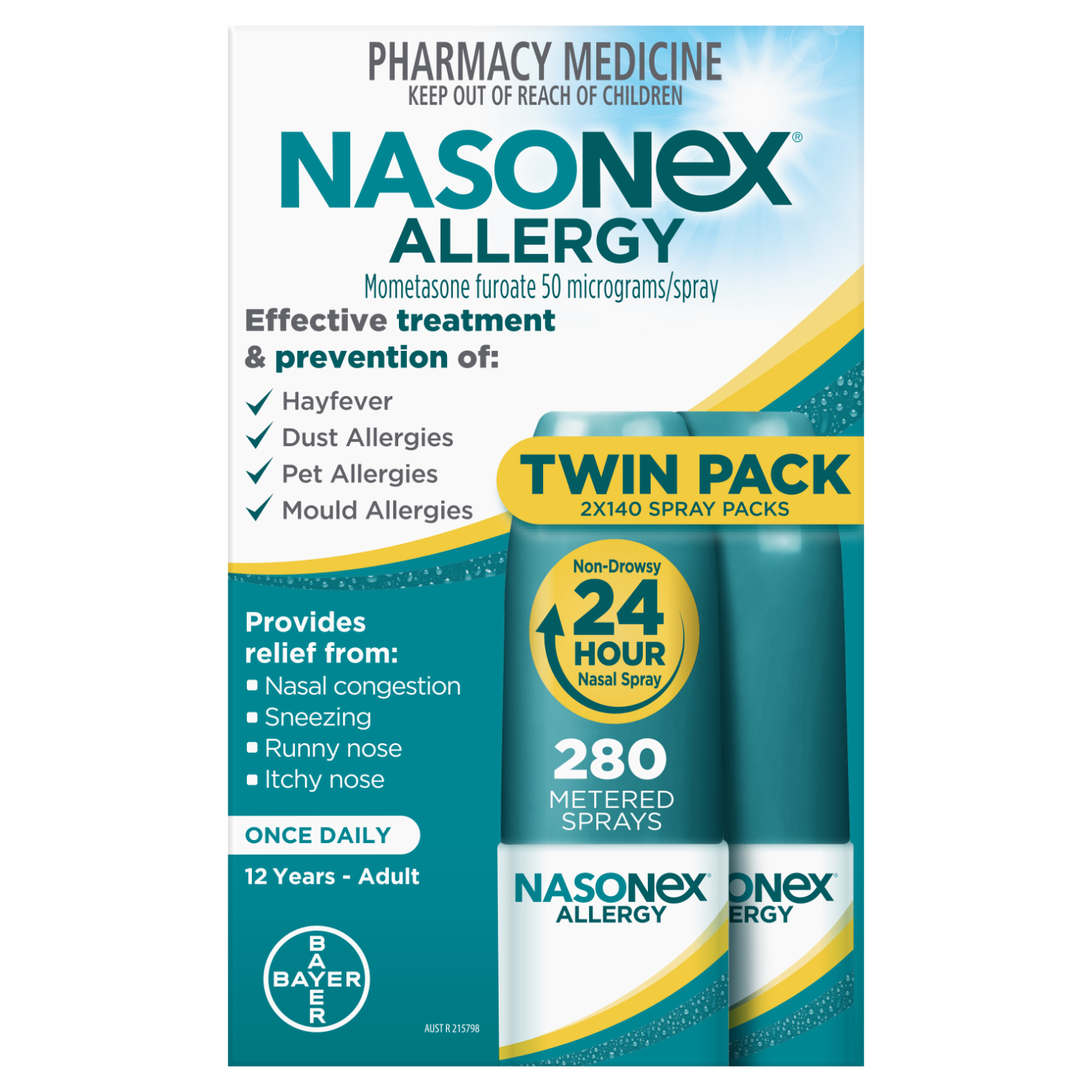 NasonexÂ® Allergy Nasal Spray Twin Pack 2 x 140 Sprays
