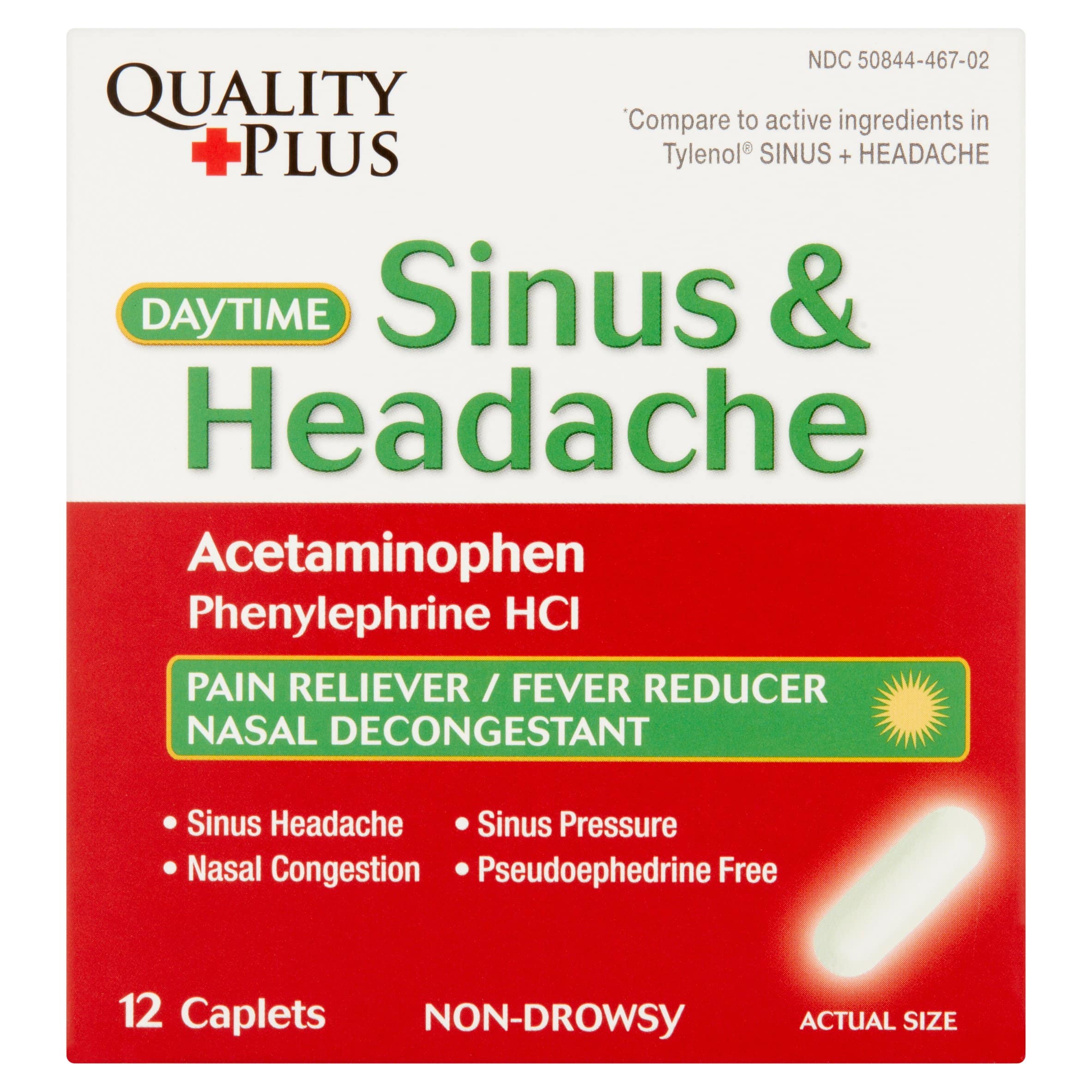 Quality Plus Daytime Sinus &  Headache Caplets, 12 count