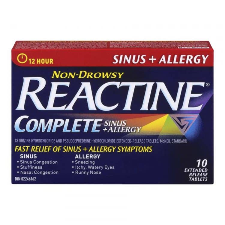 Reactine Sinus &  Allergy Non Drowsy 10 Tab