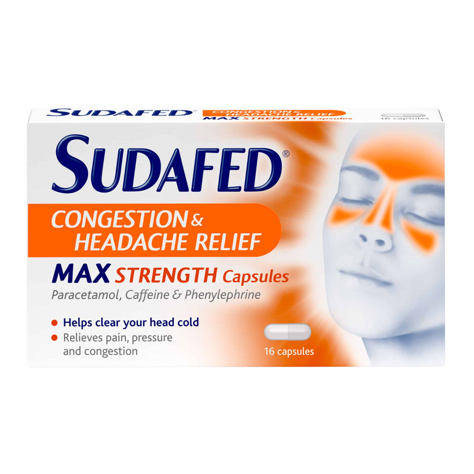 Sudafed Congestion Headache Max Strength Fever Blocked Sinus Relief ...