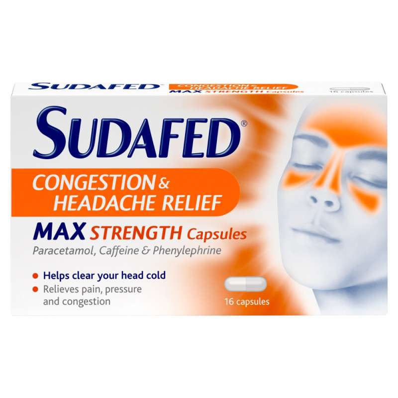 Sudafed Congestion &  Headache Relief Max Strength Capsules ...