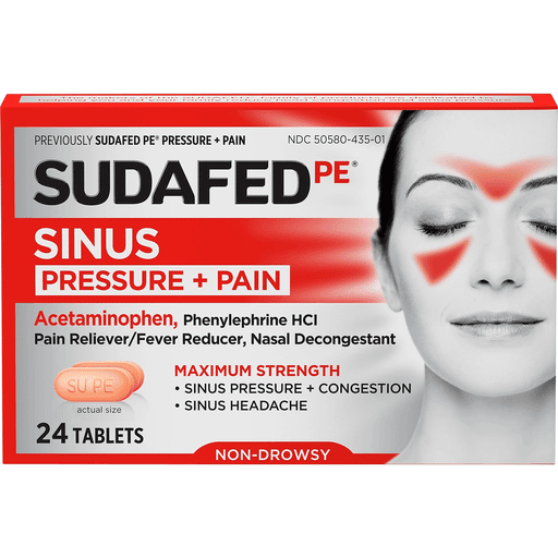 Sudafed PE Sinus, Pressure + Pain, Maximum Strength, Tablets