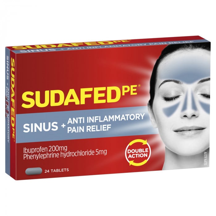 Sudafed Sinus + Anti Inflammatory Pain Relief 24 Tablets