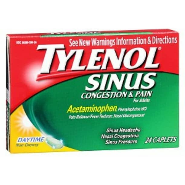 TYLENOL Sinus Congestion &  Pain Caplets Daytime 24 Caplets (Pack of 6 ...