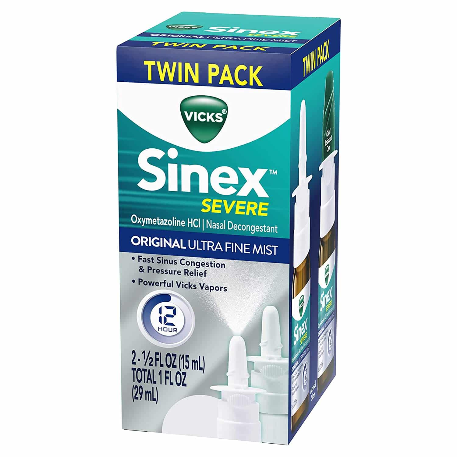 Vicks Sinex Severe Original Nasal Spray Decongestant 0.5 oz (Pack of 2 ...
